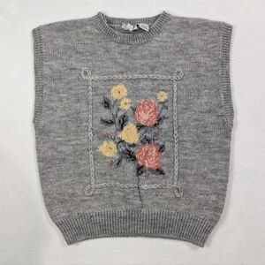 VTG 90s Russ Floral Knit‎ Sweater Vest | Petite Large | Grannycore Streetwear